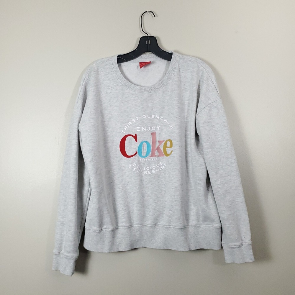 Vintage Coca Cola Sweater Men's Large Gray Enjoy Coke Cotton 90s Pullover Soda L